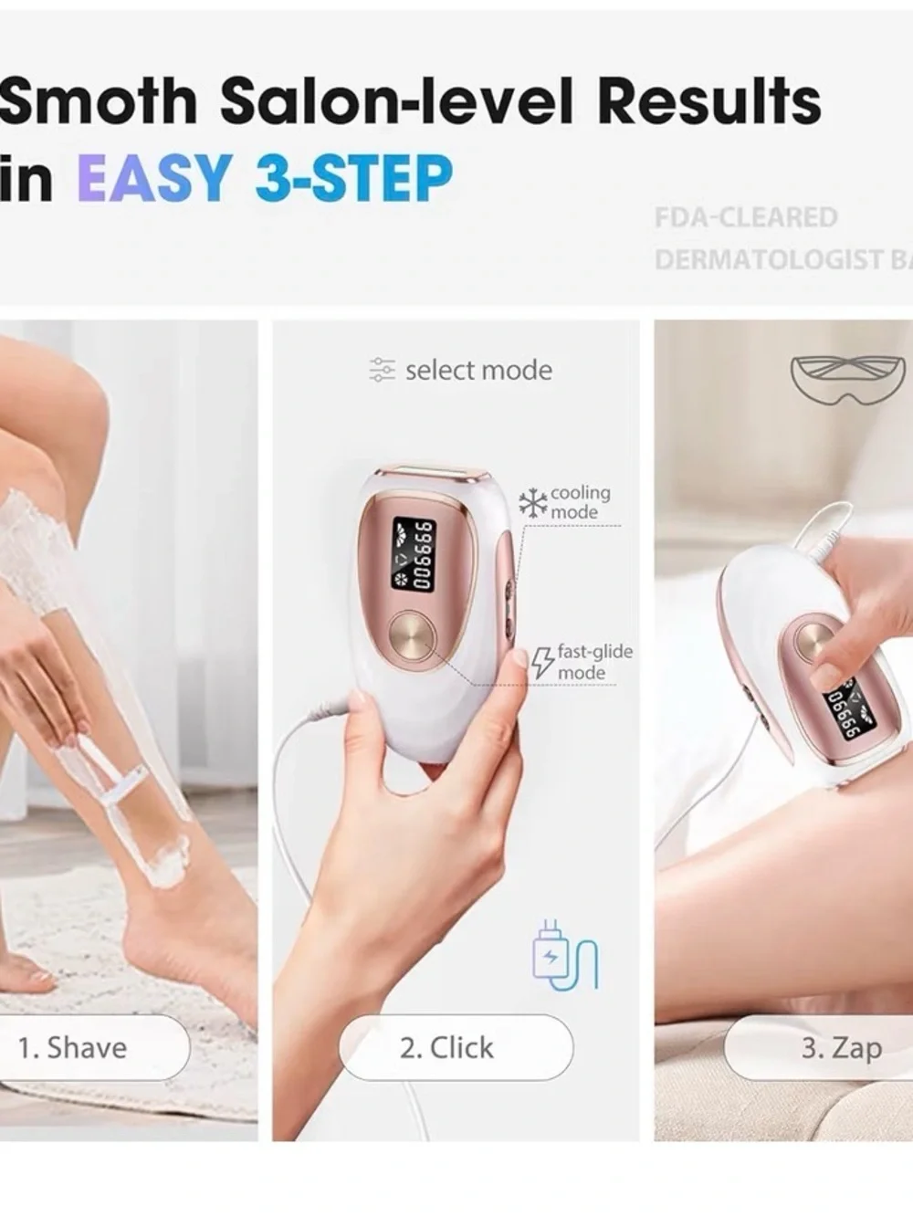 IPL Laser Hair Removal Device - White & Rose Gold